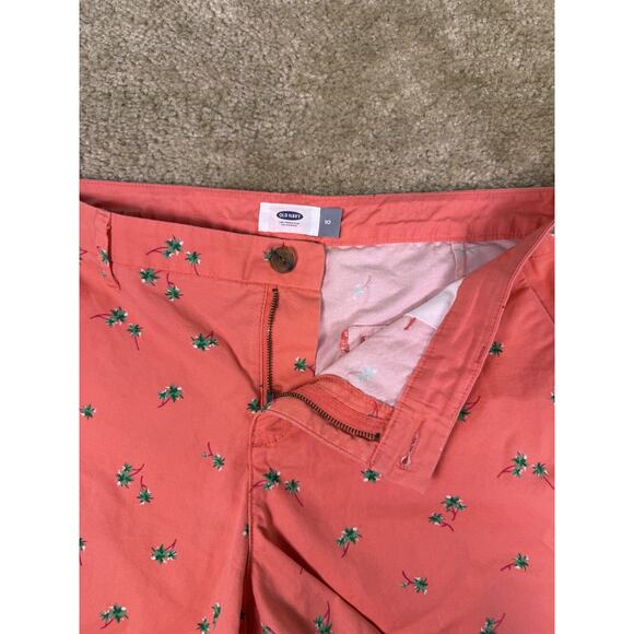 Old Navy Women's Coral Shorts With Palm Trees Size 10 Summer Tropical E388 - Picture 2 of 10